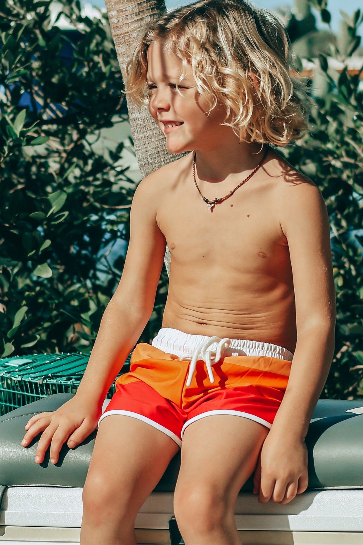 LB Boy's Swim Board Shorts (spice ombre stripe) FINAL SALE