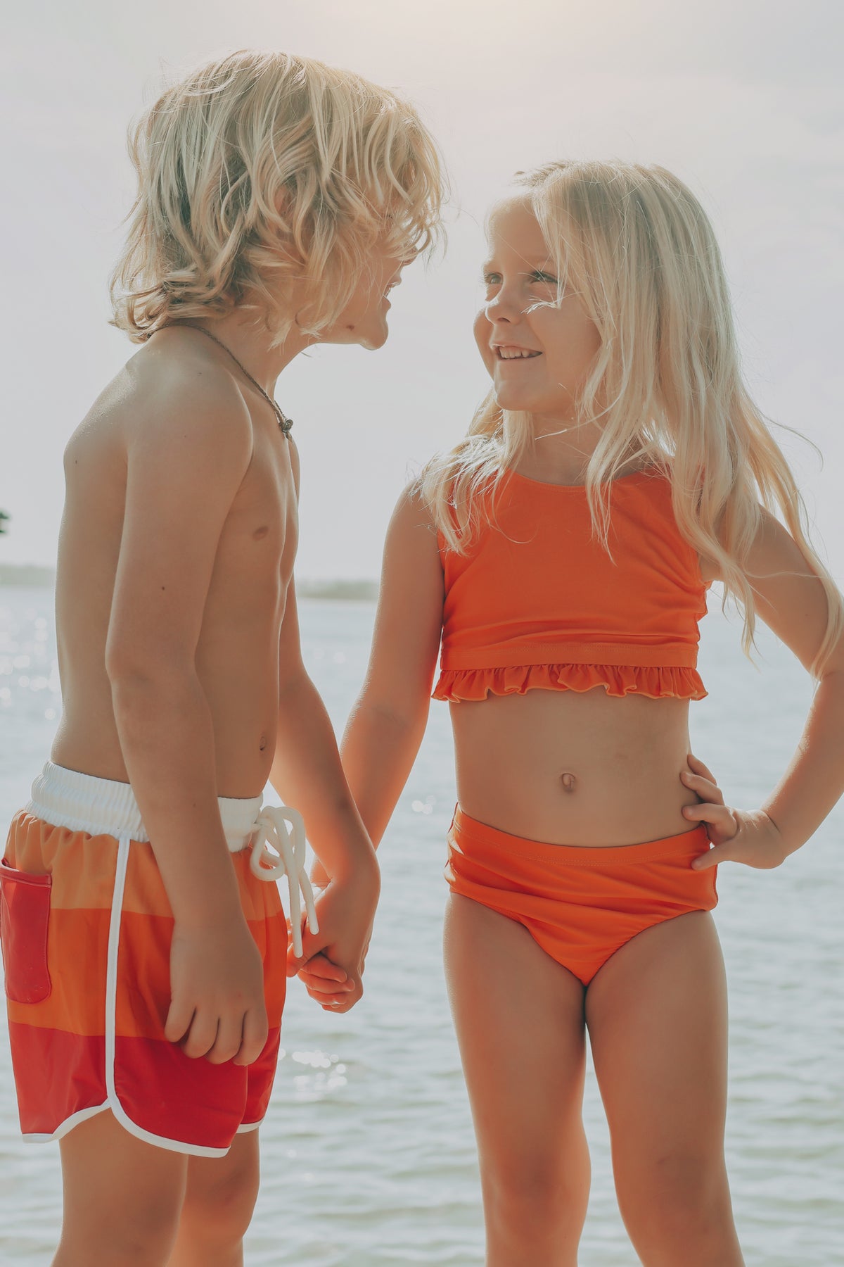 LB Boy's Swim Board Shorts (spice ombre stripe) FINAL SALE