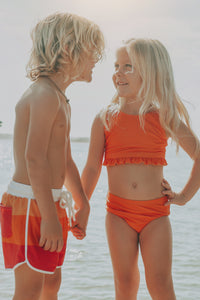 LB Boy's Swim Board Shorts (spice ombre stripe) FINAL SALE