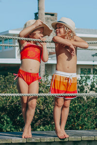 LB Boy's Swim Board Shorts (spice ombre stripe) FINAL SALE