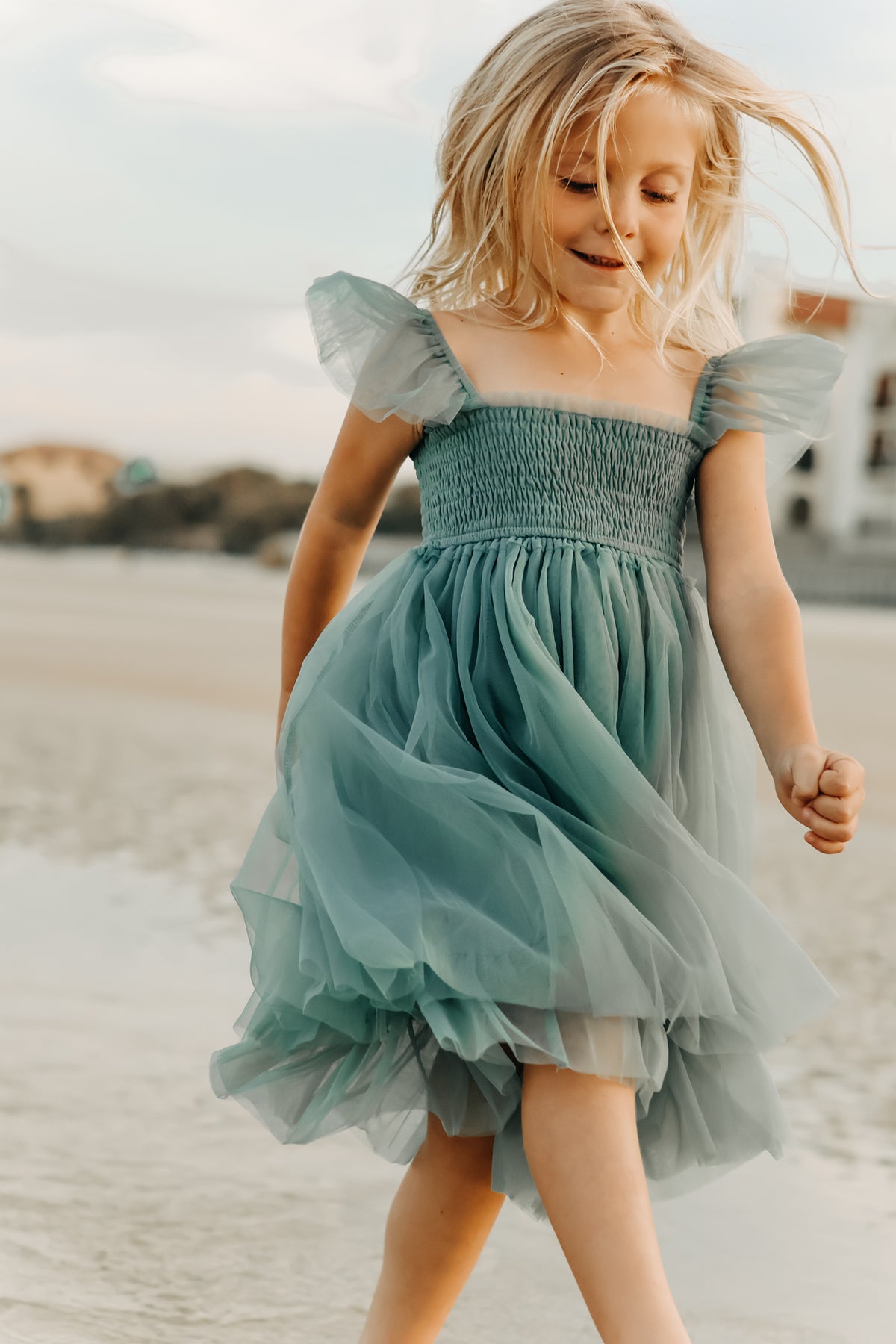 SS Girl's Dress Juliet Dress (soft teal tulle)