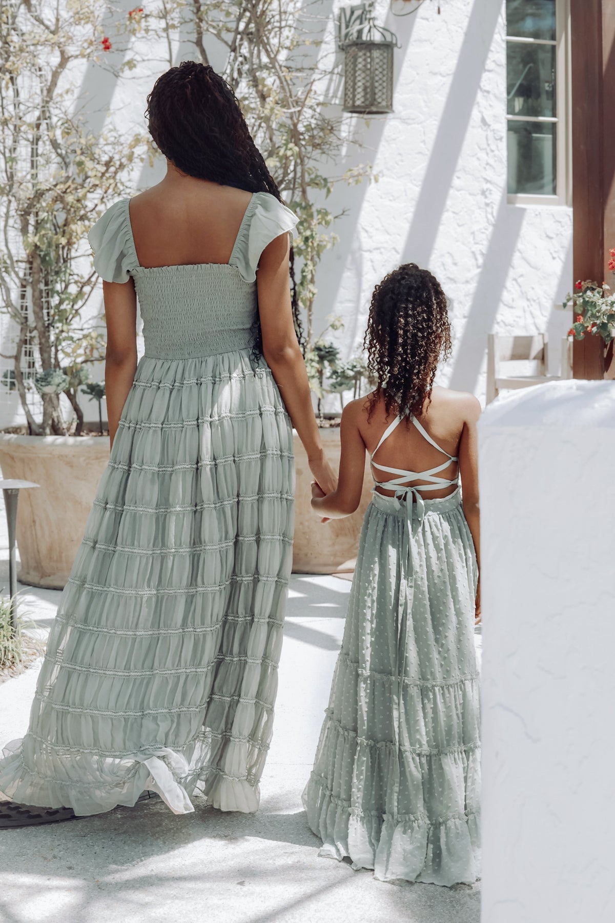 SS Girl's Dress Vera Flow Dress (sage swiss dot)
