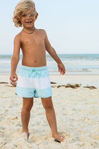 LB Boy's Swim Board Shorts (sky wide stripe) FINAL SALE