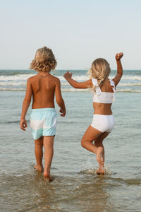 LB Girl's Swim Smocked Ruffle Set (bone) FINAL SALE
