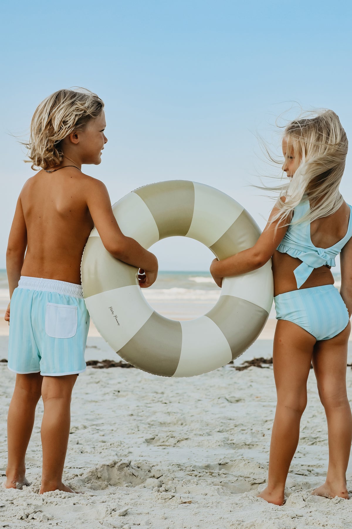 LB Girl's Swim Scoopback Set (mint tonal stripe) FINAL SALE