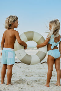 LB Girl's Swim Scoopback Set (mint tonal stripe) FINAL SALE