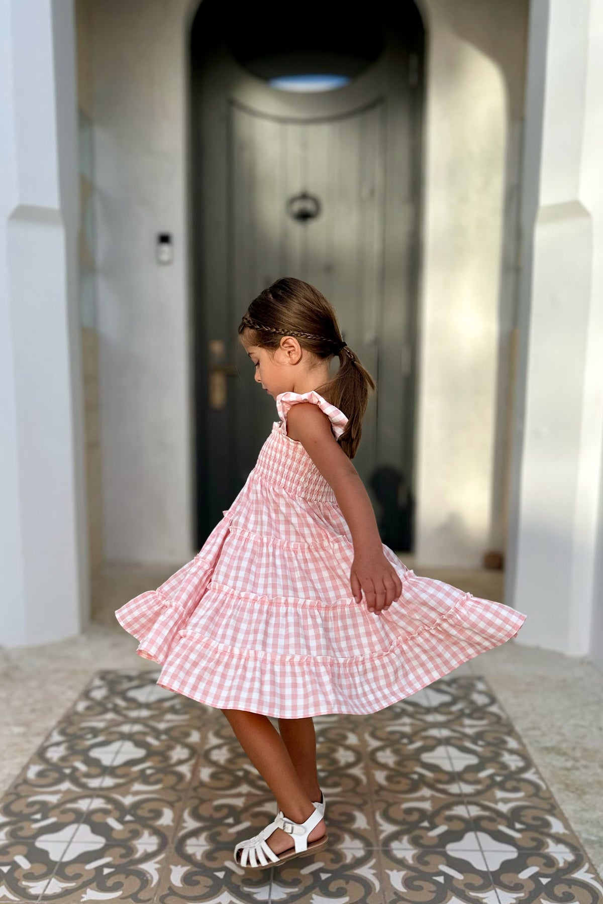 SS Girl's Dress Pia Dress (pink gingham)