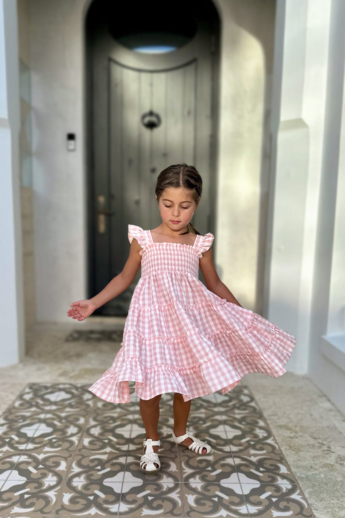 SS Girl's Dress Pia Dress (pink gingham)