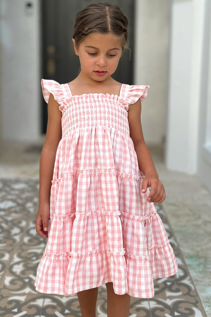 SS Girl's Dress Pia Dress (pink gingham)