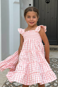 SS Girl's Dress Pia Dress (pink gingham)