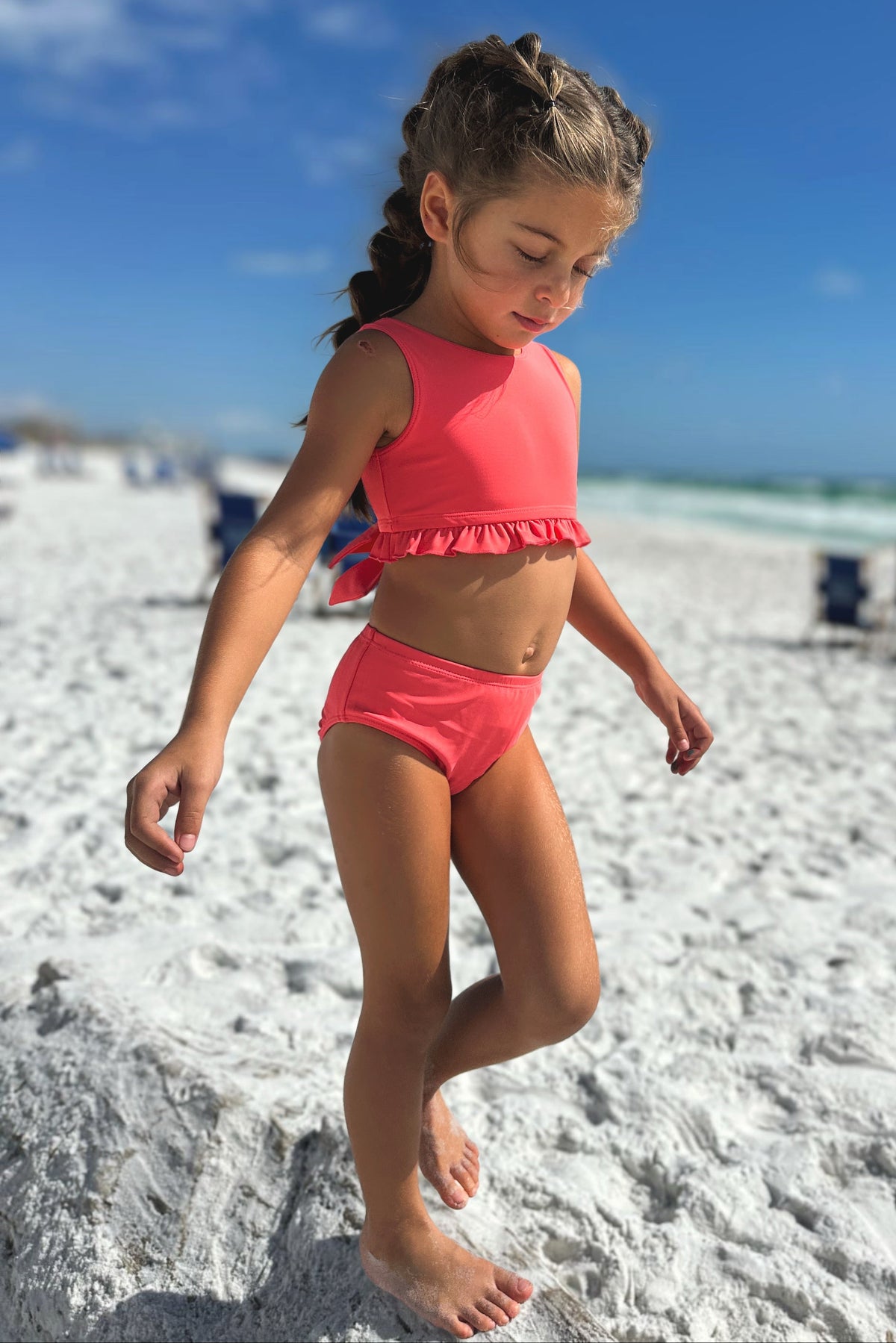 LB Girl's Swim Scoopback Set (hot pink) FINAL SALE