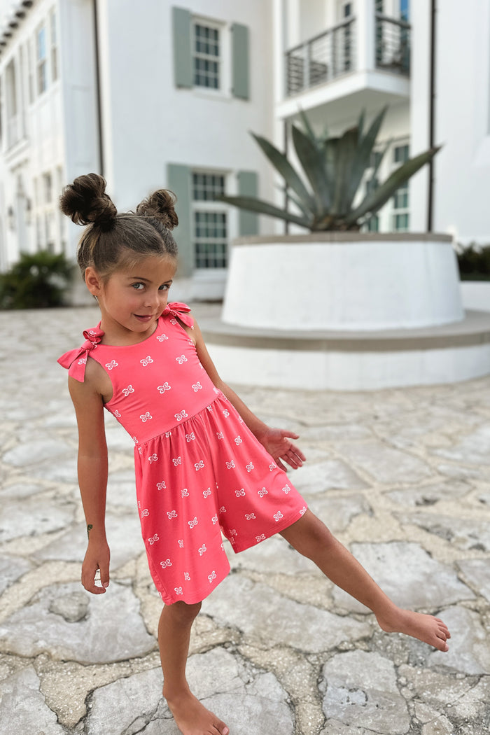 LB Girl's Romper Rita Shortie Romper (pink butterfly) FINAL SALE