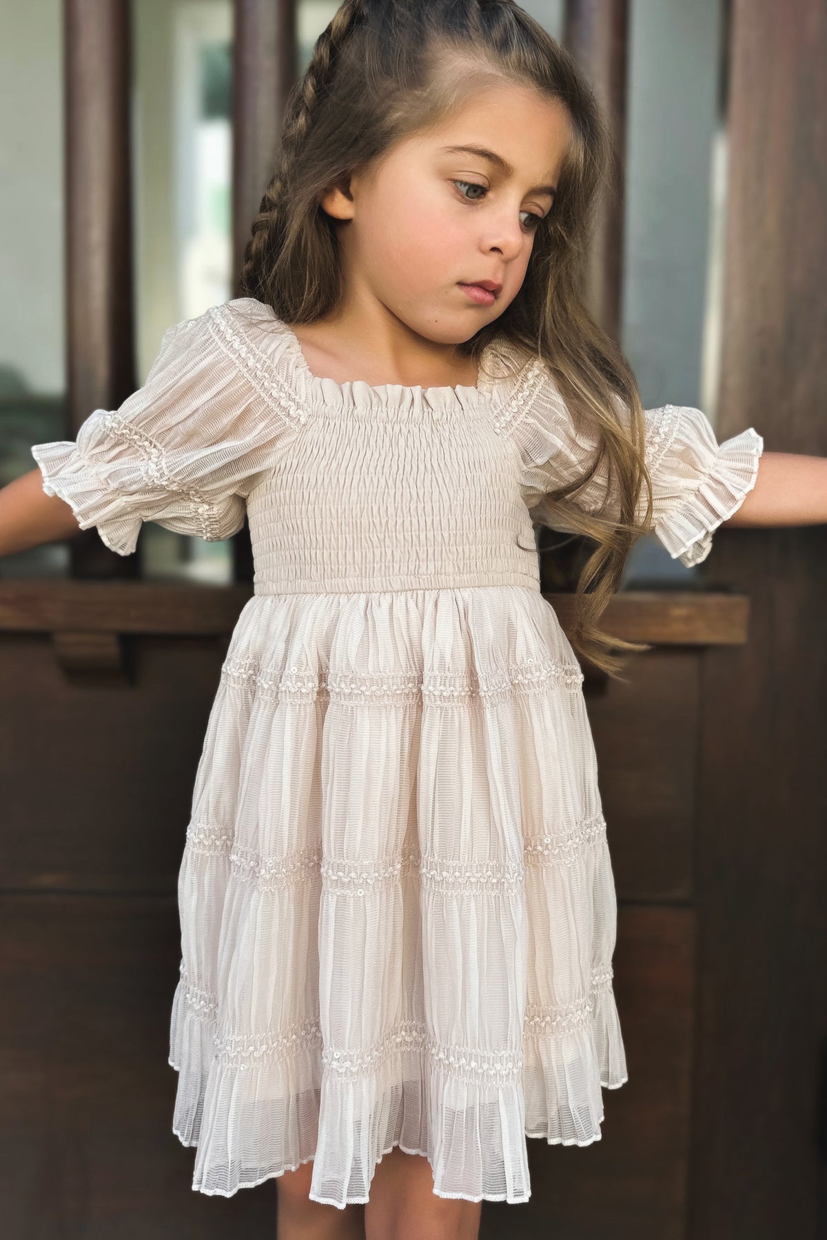 SS Girl's Dress Karina Dress (natural chiffon)