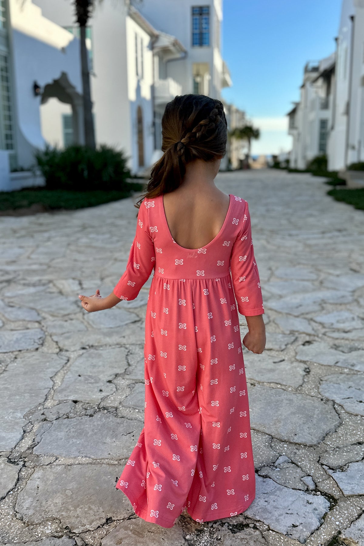 LB Girl's Romper Rita Romper (pink butterfly) FINAL SALE