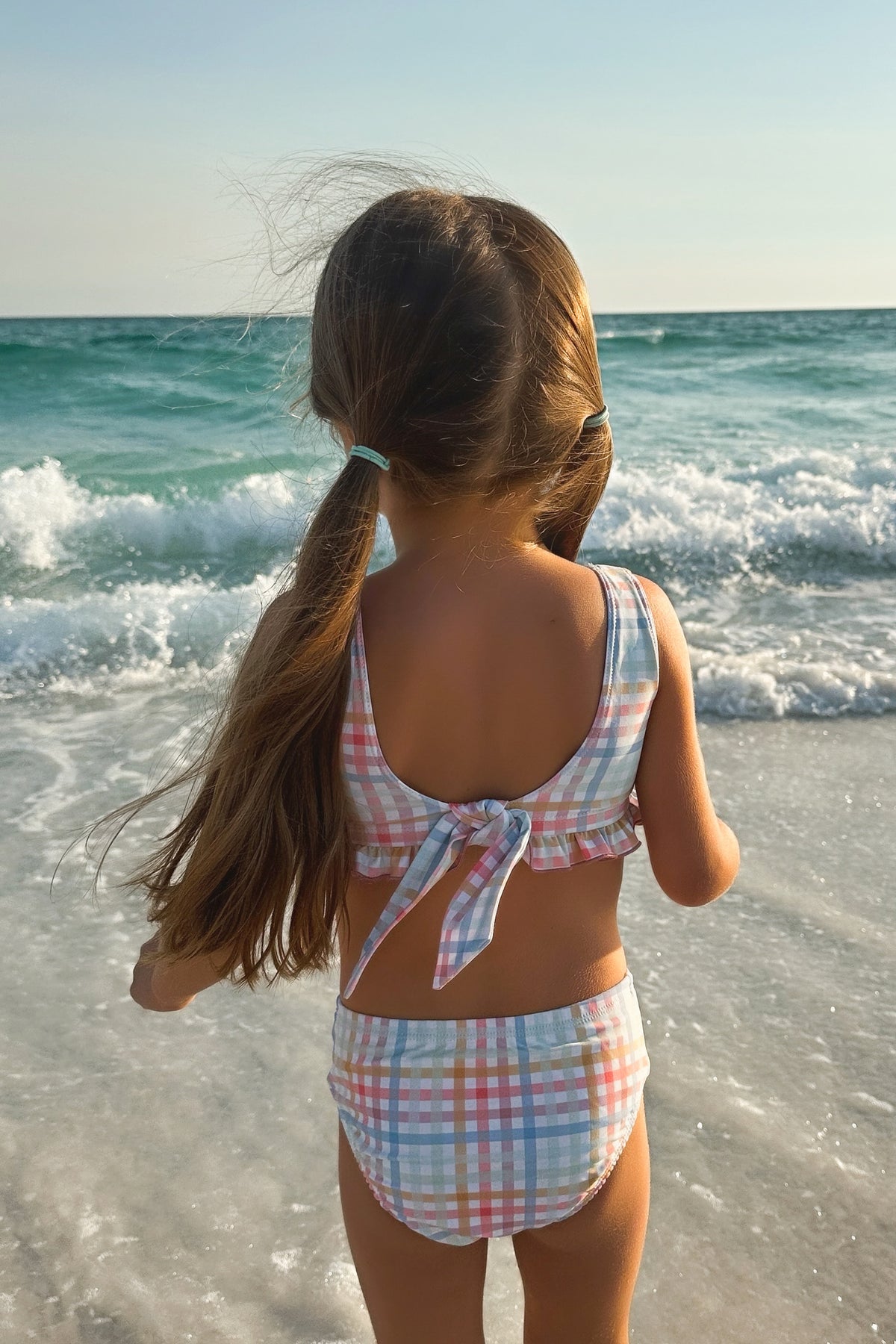 LB Girl's Swim Scoopback Set (plaid)