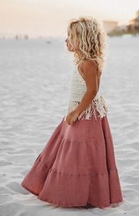 SS Girl's Bottoms Bella Maxi Skirt (deep coral muslin) SUMMER SALE