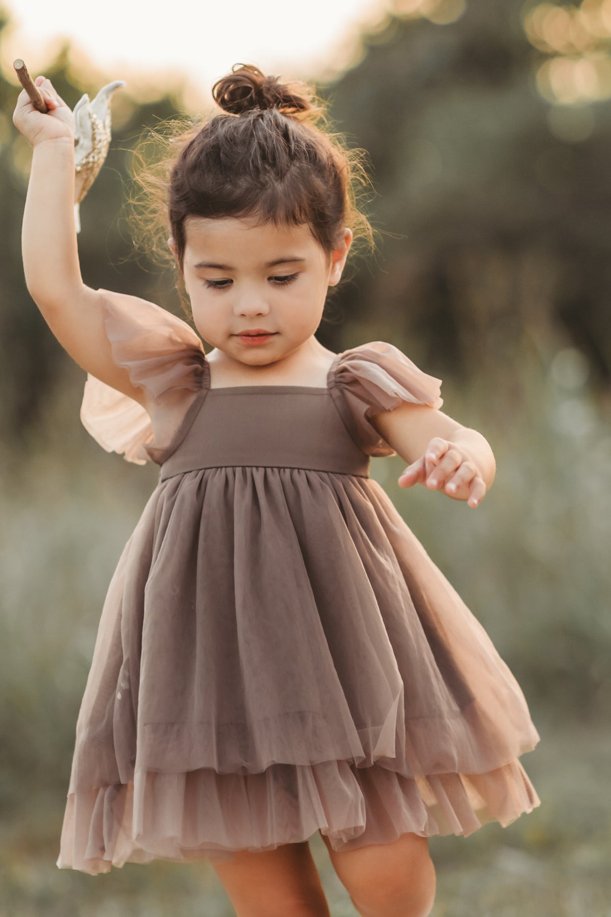 SS Girl's Dress Fawn Dress (mocha tulle)