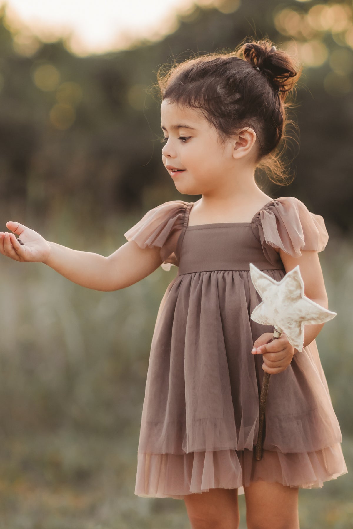 SS Girl's Dress Fawn Dress (mocha tulle)