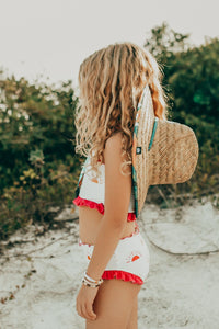 LB Girl's Swim Smocked Back Tankini Set (spice sun) FINAL SALE