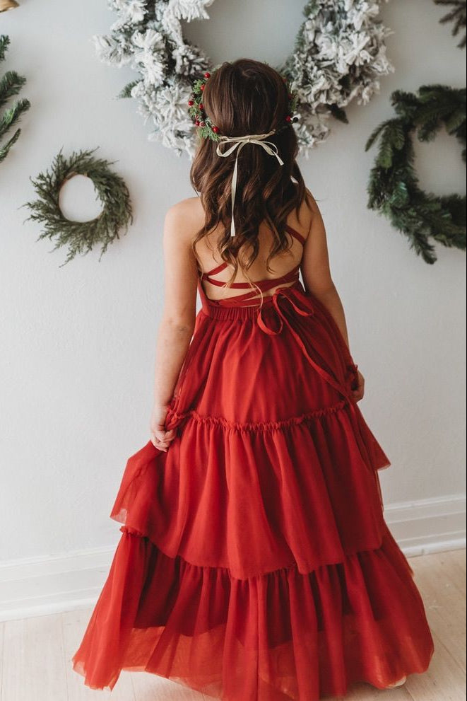 SS Girl's Dress Wendy Dress (venetian red tulle)