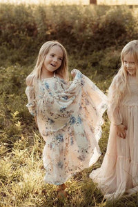 SS Girl's Dress Pippa Maxi (floral blue chiffon)
