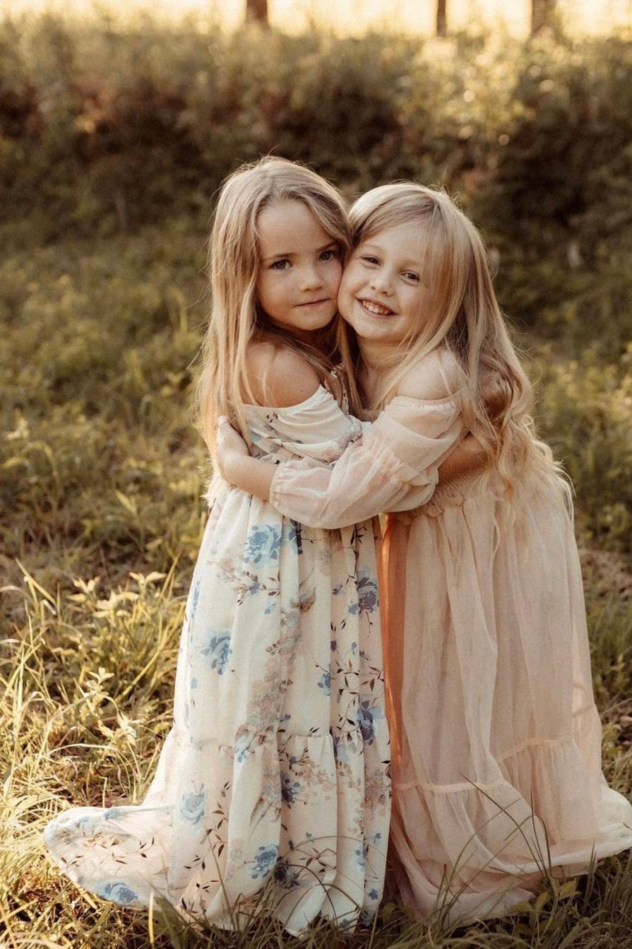 SS Girl's Dress Pippa Maxi (floral blue chiffon)