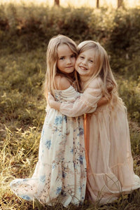 SS Girl's Dress Pippa Maxi (floral blue chiffon)