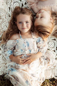 SS Girl's Dress Pippa Maxi (floral blue chiffon)