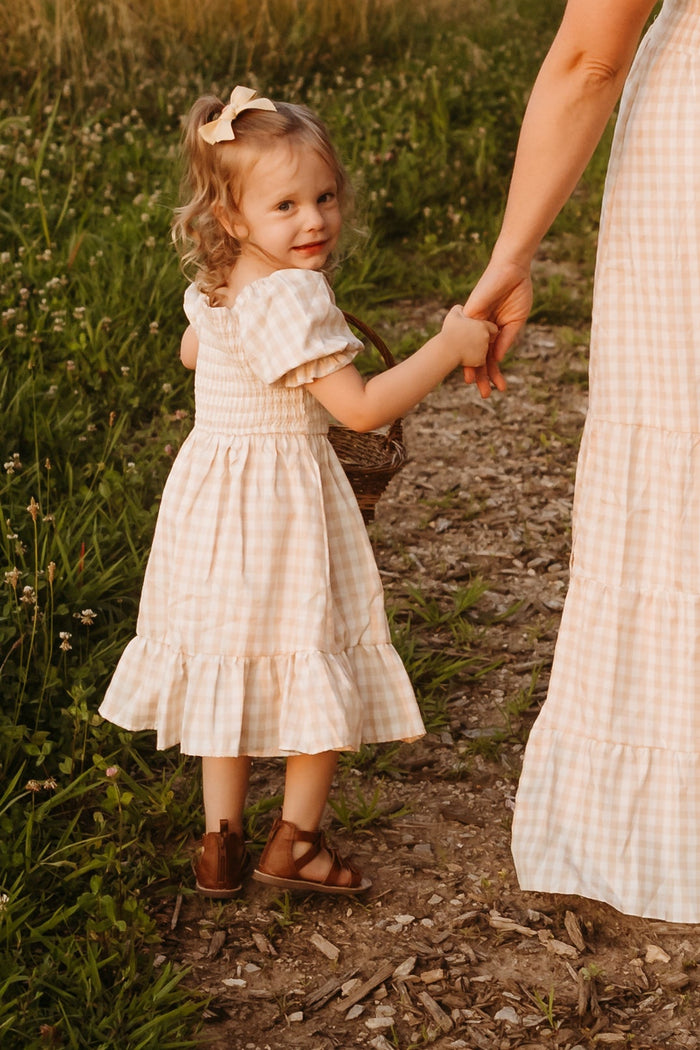 SS Girl's Dress Karina Dress (tan gingham)