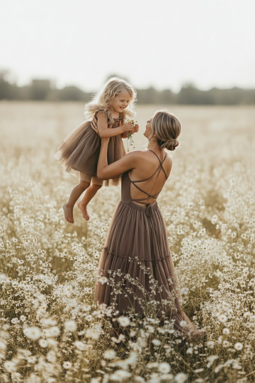 SS Girl's Dress Fawn Dress (mocha tulle)