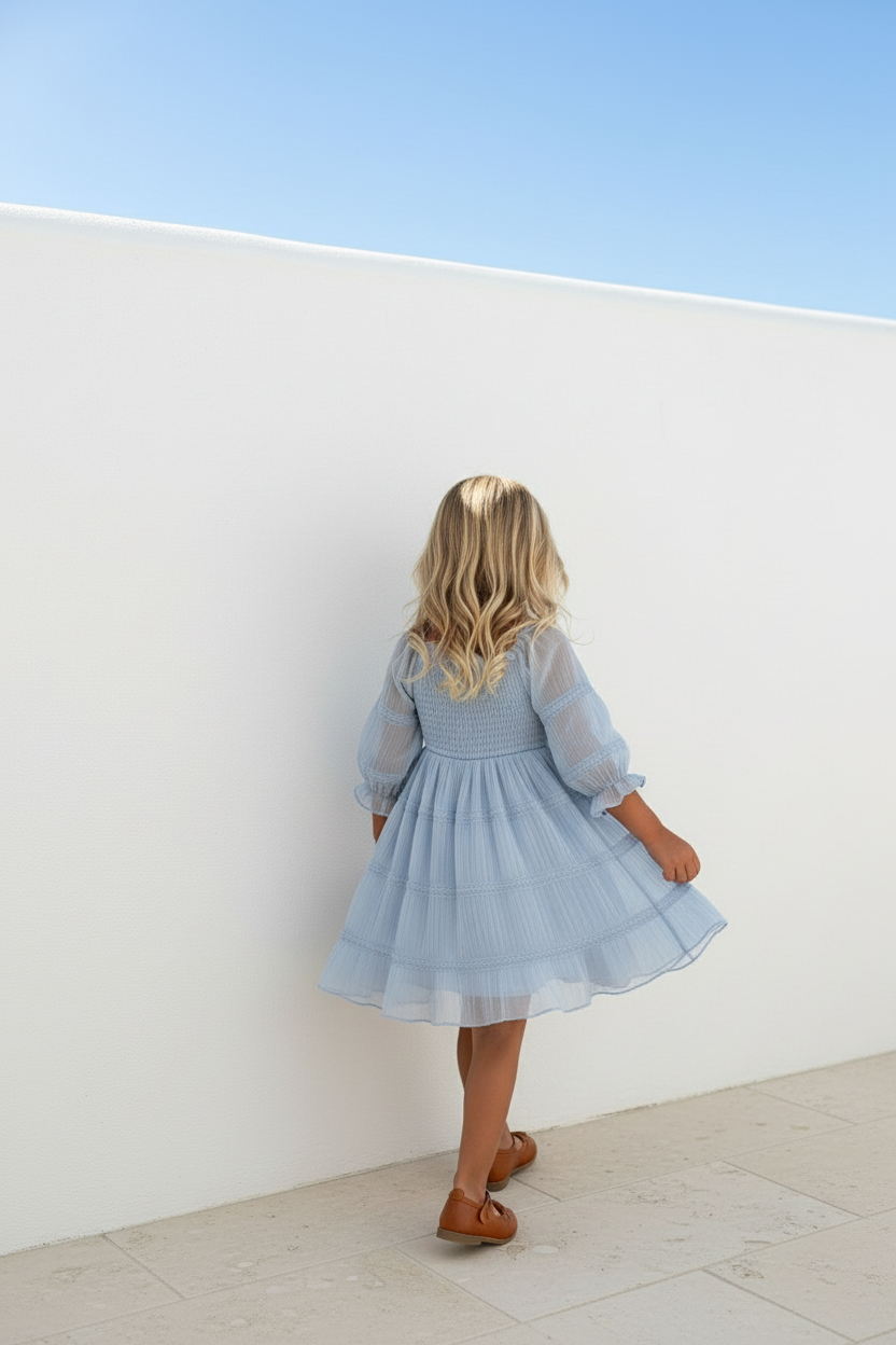 SS Girl's Dress Karina Dress (blue chiffon)