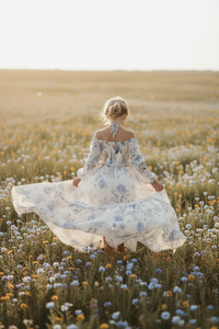 SS Girl's Dress Pippa Maxi (floral blue chiffon)
