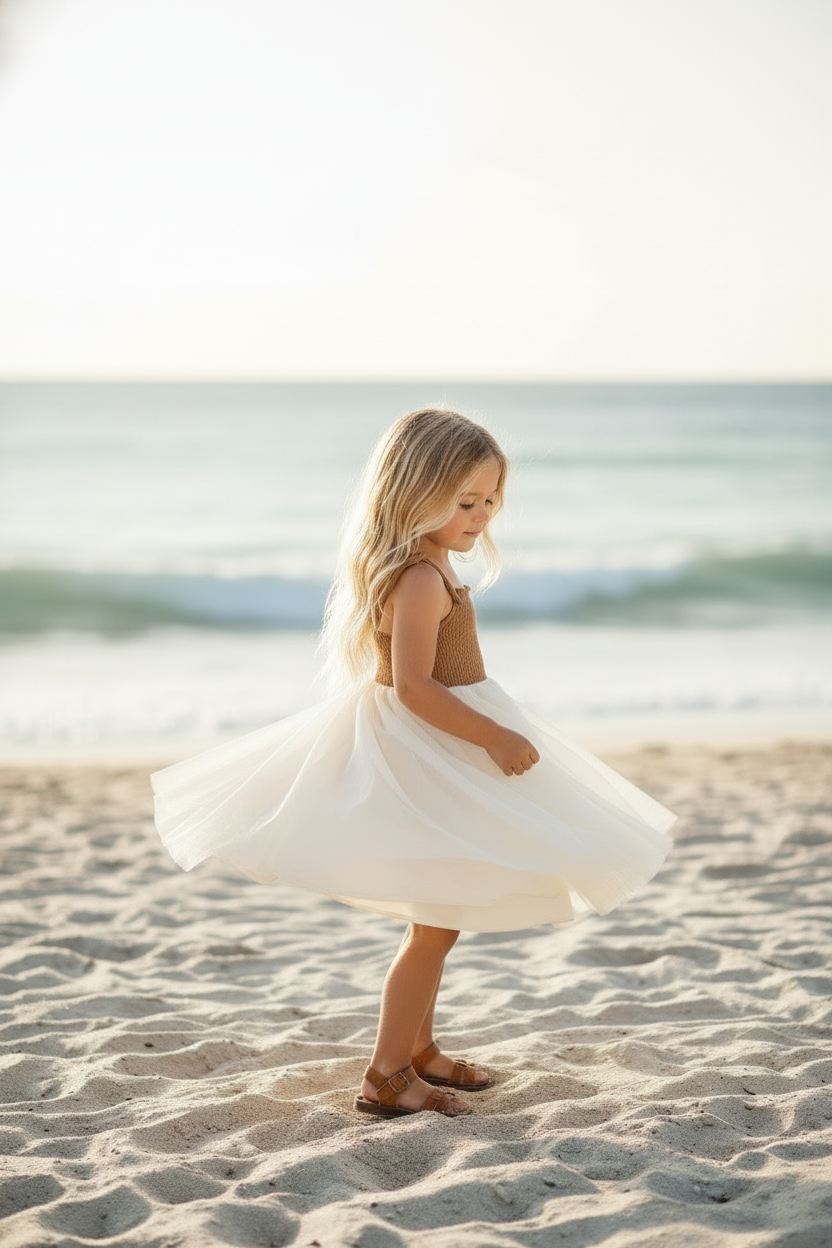 SS Girl's Dress Jodi Twirl (two-tone mocha tulle)