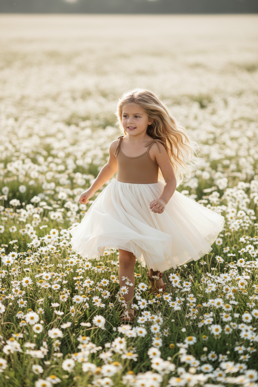 SS Girl's Dress Jodi Twirl (two-tone mocha tulle)