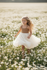 SS Girl's Dress Jodi Twirl (two-tone mocha tulle)