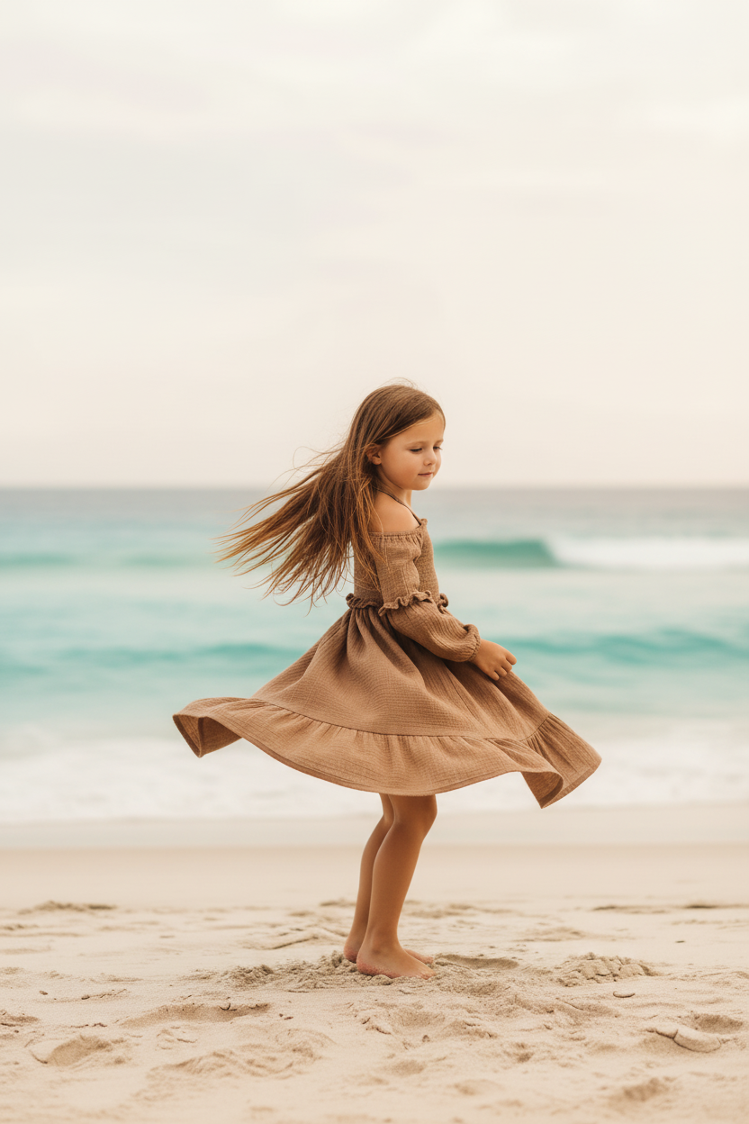 SS Girl's Dress Pippa Dress (mocha muslin)
