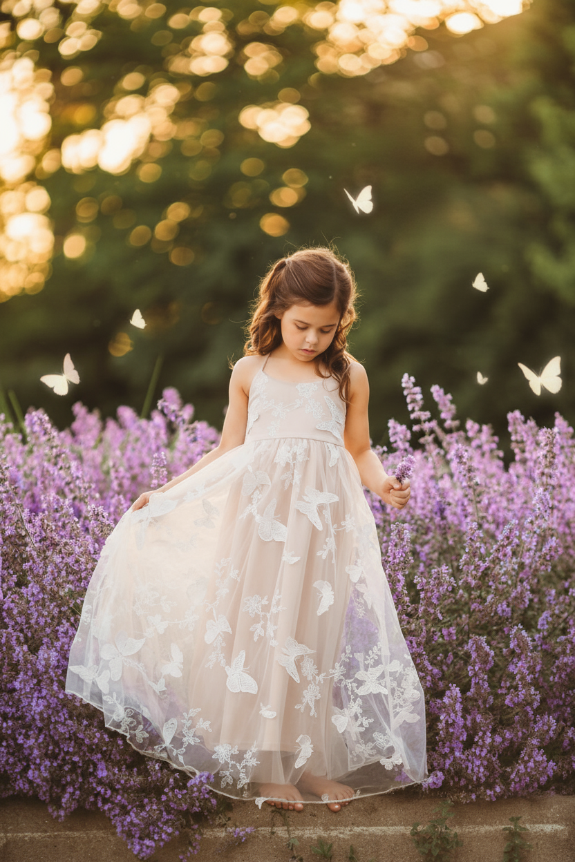 SS Girl's Dress Butterfly Dress (natural)