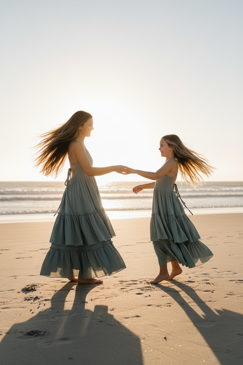SS Girl's Dress Wendy Dress (soft teal muslin)