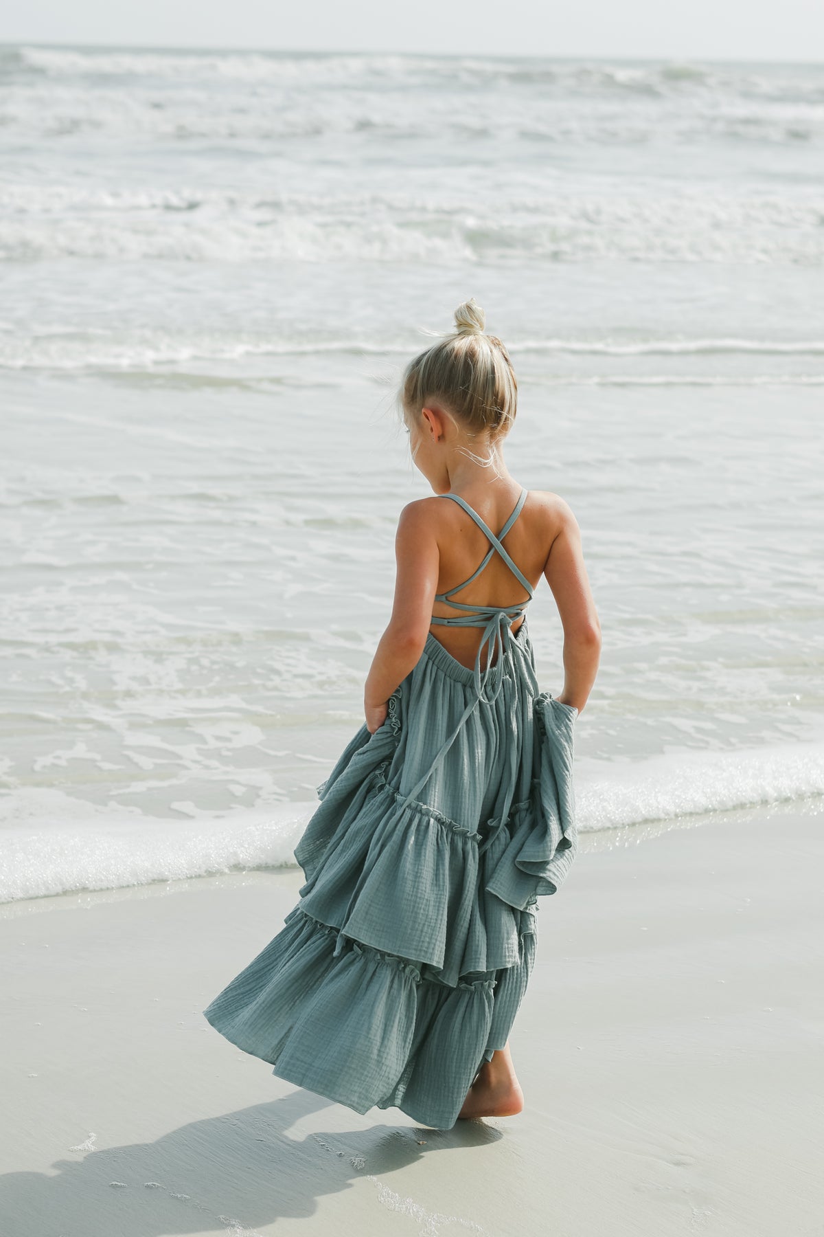 SS Girl's Dress Wendy Dress (soft teal muslin)