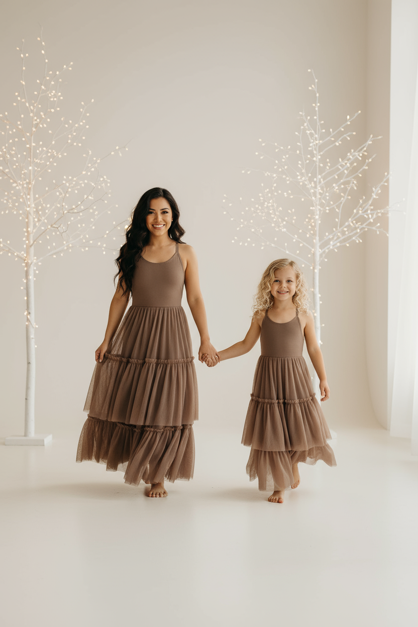 SS Girl's Dress Wendy Dress (mocha tulle)
