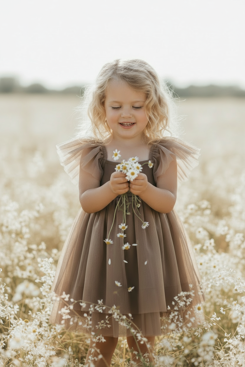 SS Girl's Dress Fawn Dress (mocha tulle)