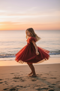 SS Girl's Dress Fawn Dress (venetian red tulle)