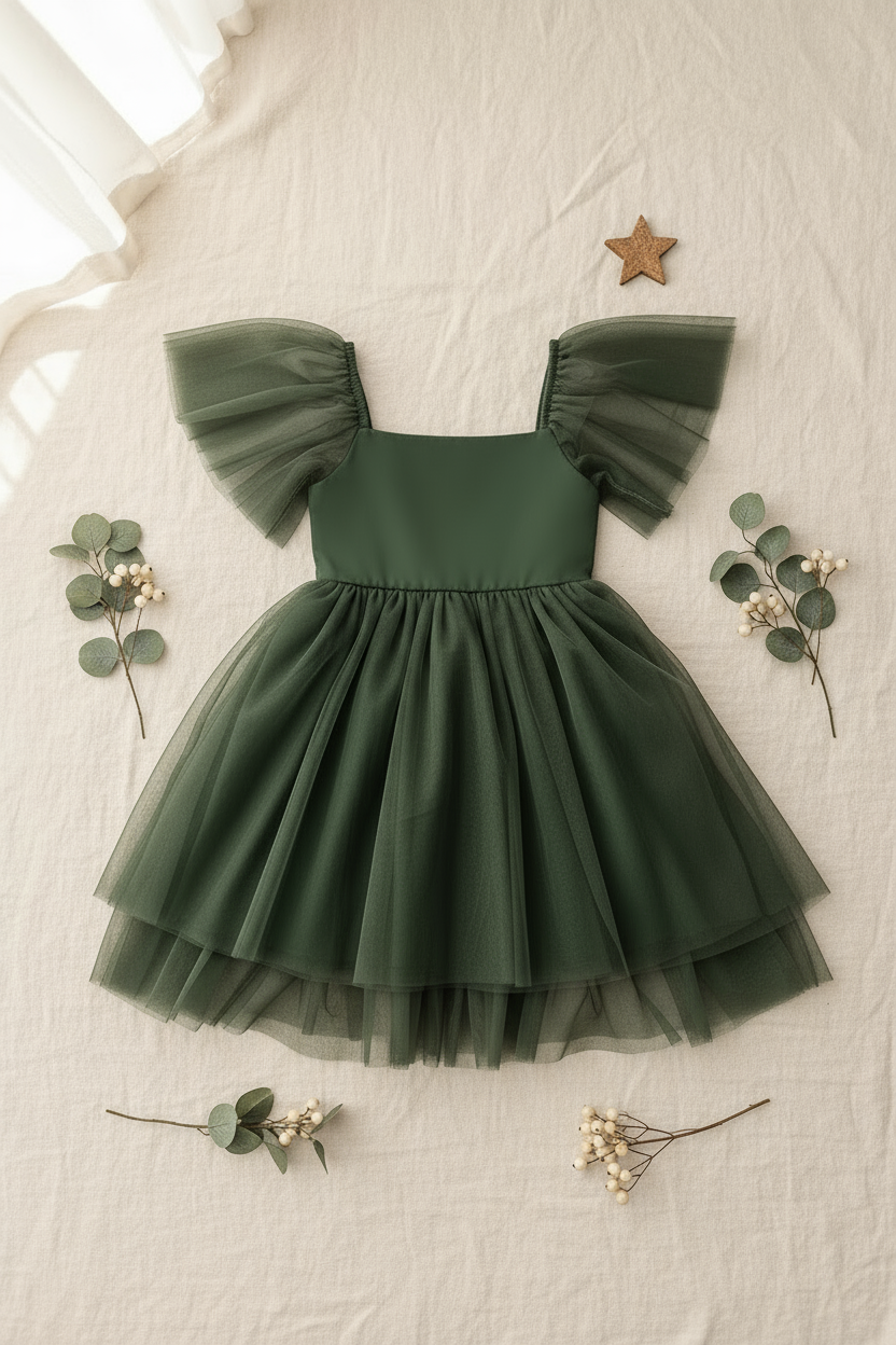 SS Girl's Dress Fawn Dress (forest tulle)