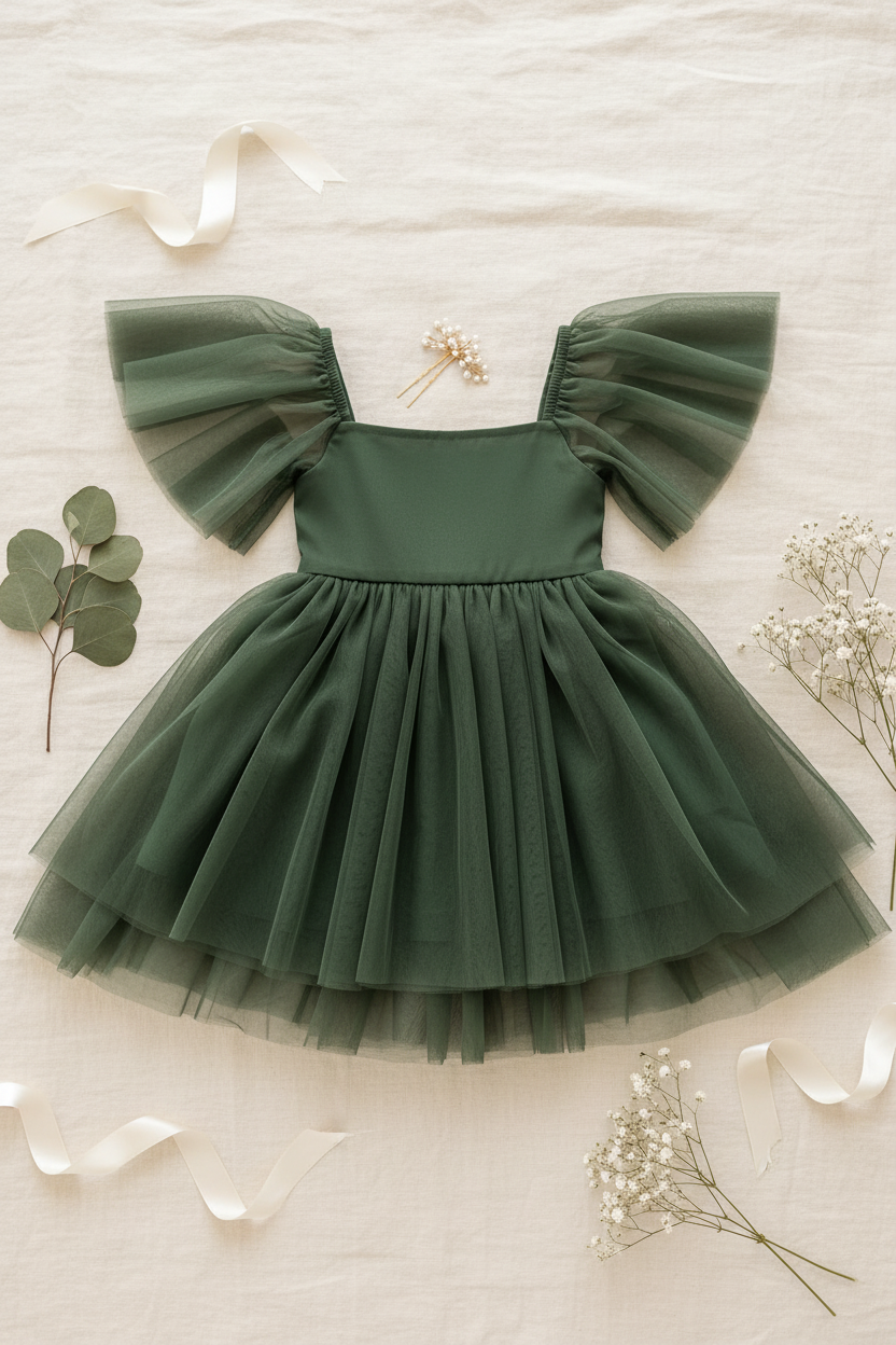 SS Girl's Dress Fawn Dress (forest tulle)