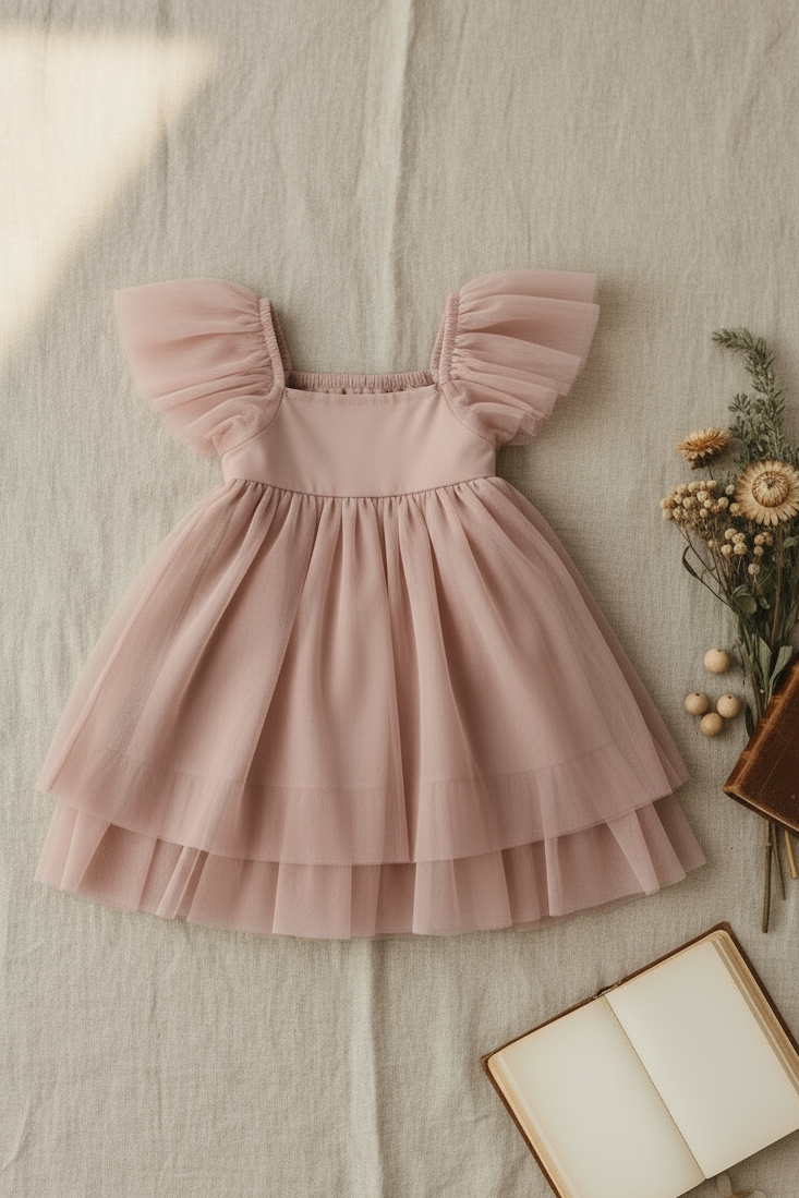 SS Girl's Dress Fawn Dress (soft pink tulle)