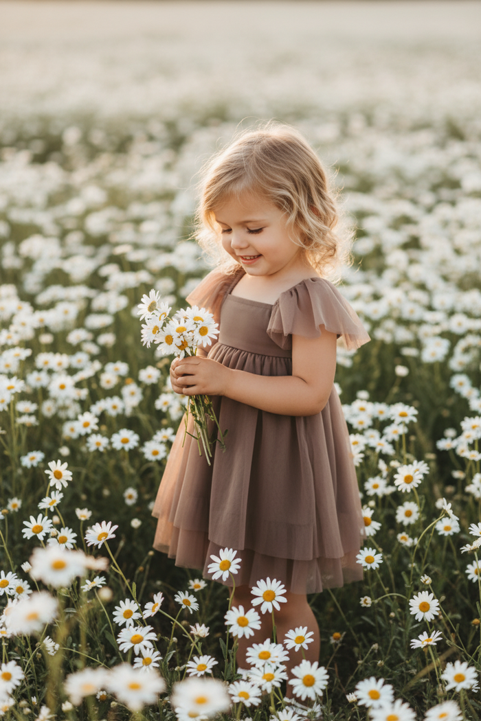 SS Girl's Dress Fawn Dress (mocha tulle)