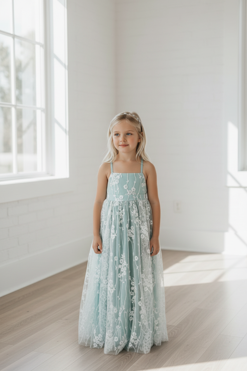SS Girl's Dress Fiona Lace Dress (coastal blue)