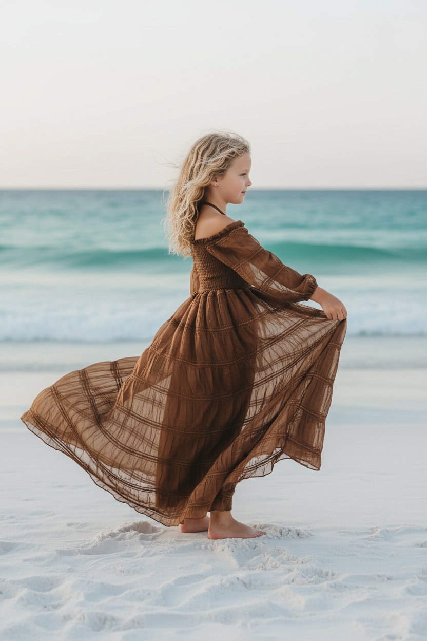 SS Girl's Dress Pippa Maxi (mocha chiffon)
