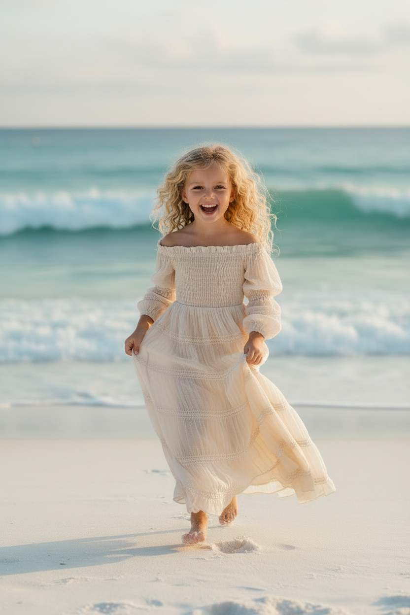 SS Girl's Dress Pippa Maxi (natural chiffon)