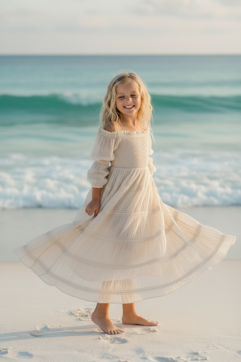 SS Girl's Dress Pippa Maxi (natural chiffon)